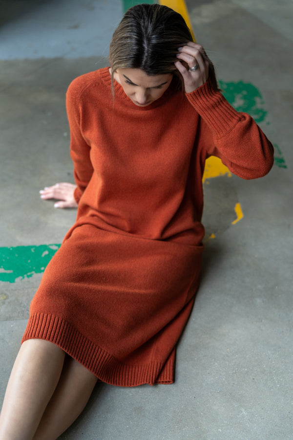 Terracota knitted midi dress 
