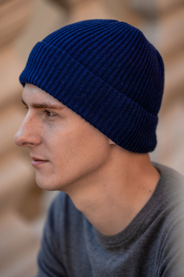 Royal blue fisherman beanie hat