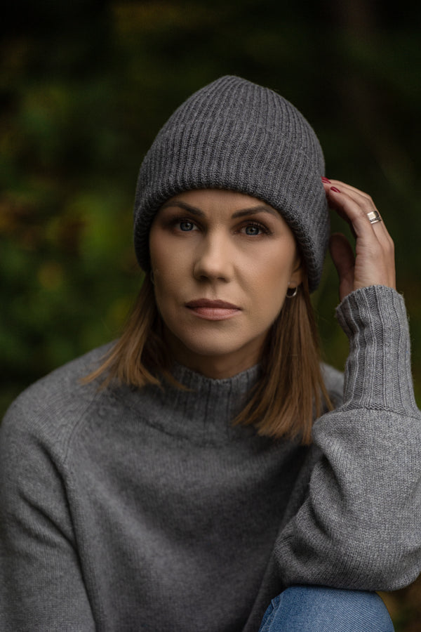 Gray fisherman beanie hat