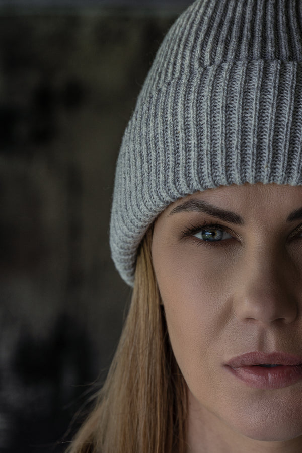 Light grey fisherman beanie hat