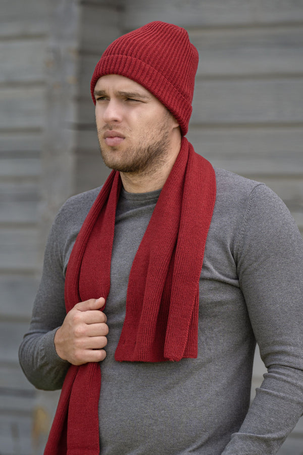 Red fisherman beanie hat
