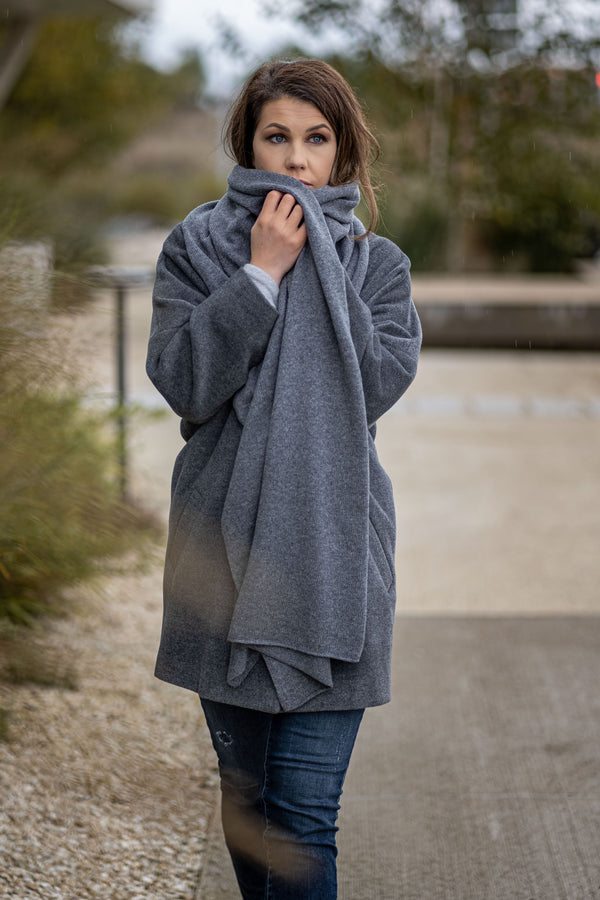 Gray cashmere and merino wool shawl